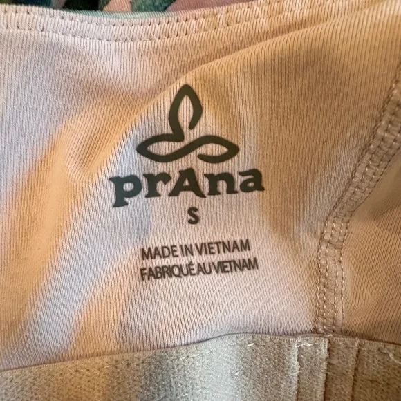 Prana Women's Abstract Pink and Green Tank Top with Built in Bra - Picture 5 of 6